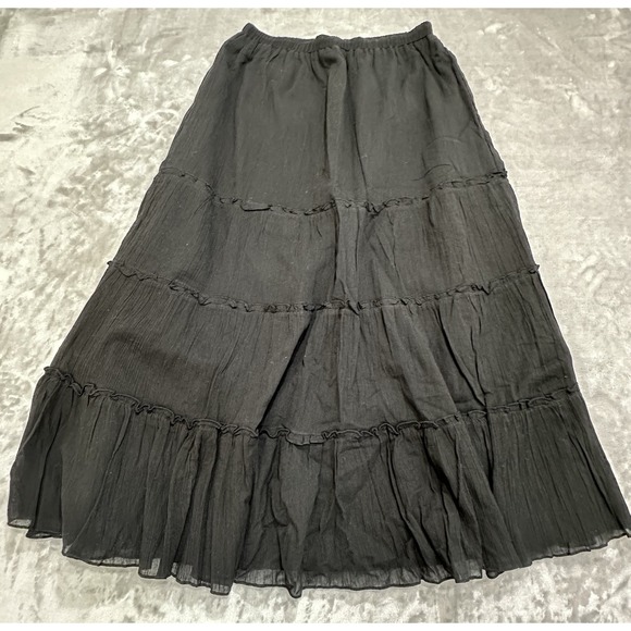 d&co Dresses & Skirts - D & Co Denim and Company Skirt Women's Size Small Elastic Waist Skirt Ruffle EUC